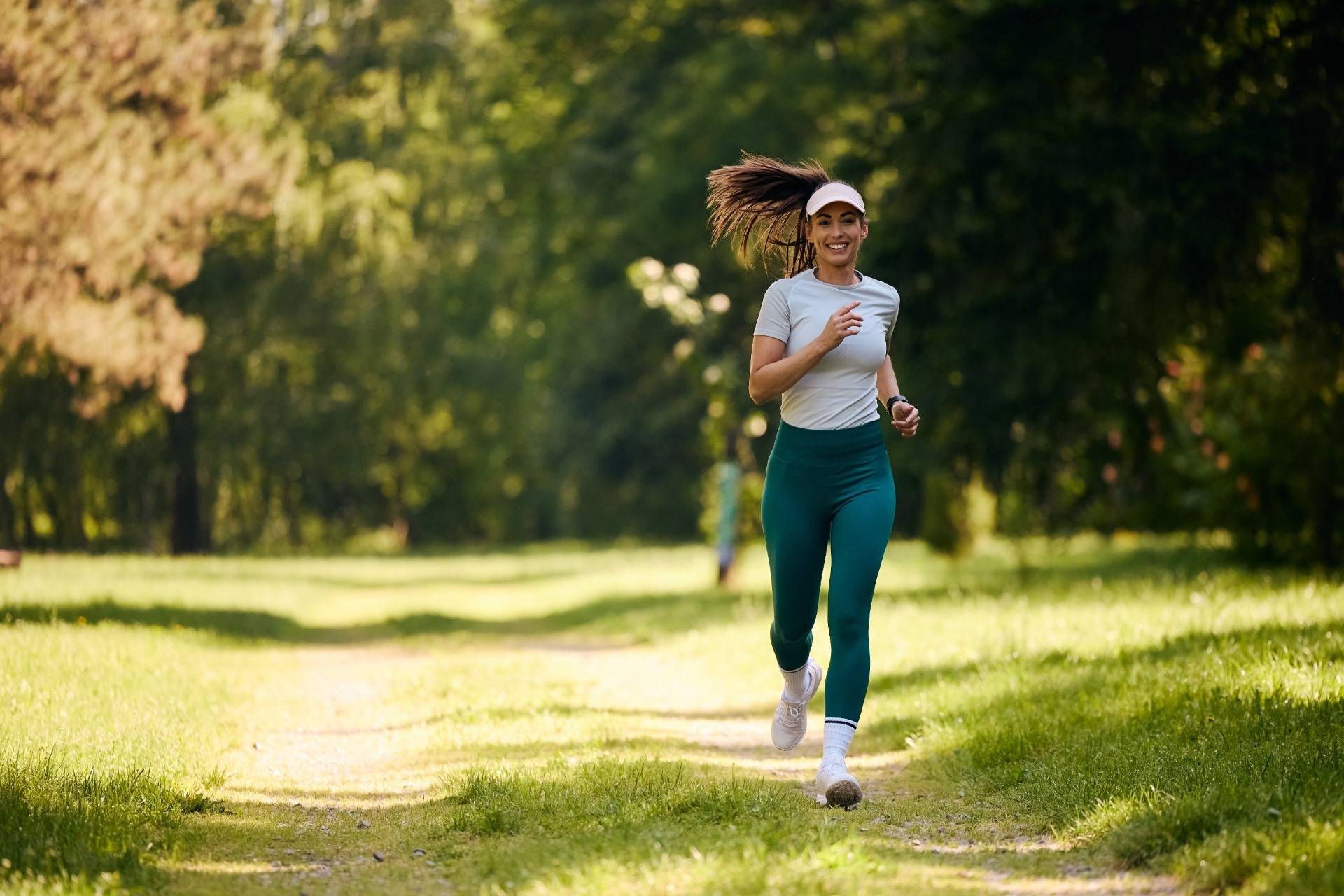 Woman running out in nature